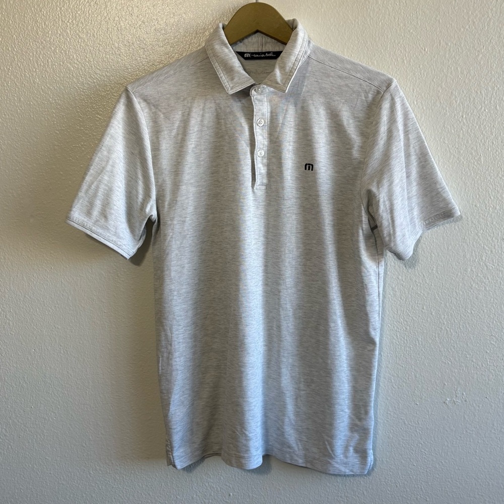 Travis Mathew Men’s Size Small Light Gray Polo Tee Shirt Golf Neutral Preppy
